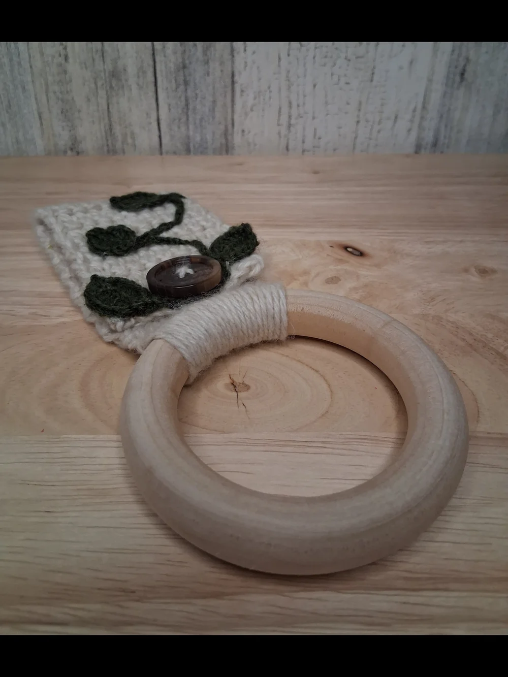 Crochet Kitchen Towel Holder With Wooden Ring
